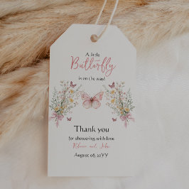 Rustic Butterfly Wildblomme Blommigt Baby Shower Presentetikett