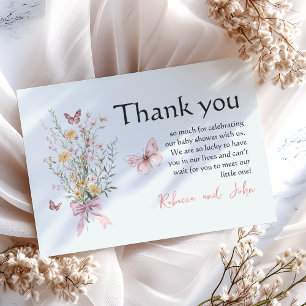 Rustic Butterfly Wildblomme Blommigt Baby Shower Tack Kort