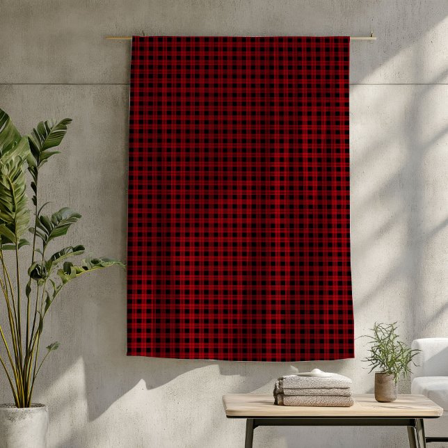 Rustic Cabin Blanket Red Black Buffalo Play-utseen Fleecefilt (Rustic Cabin Blanket Red Black Buffalo Plaid Look)