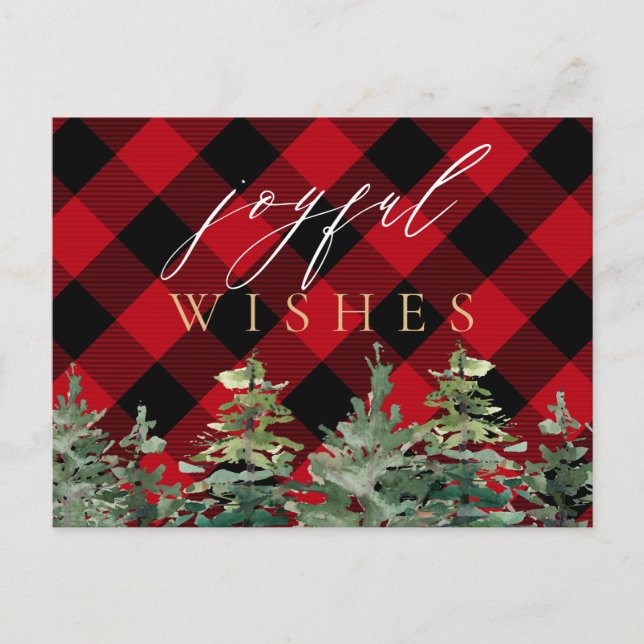 Rustic Cabin Buffalo Kolla jul Glatt Vykort (Framsida)