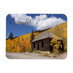 Rustic Cabin i Brilliant Gult Aspen Colorado Magnet