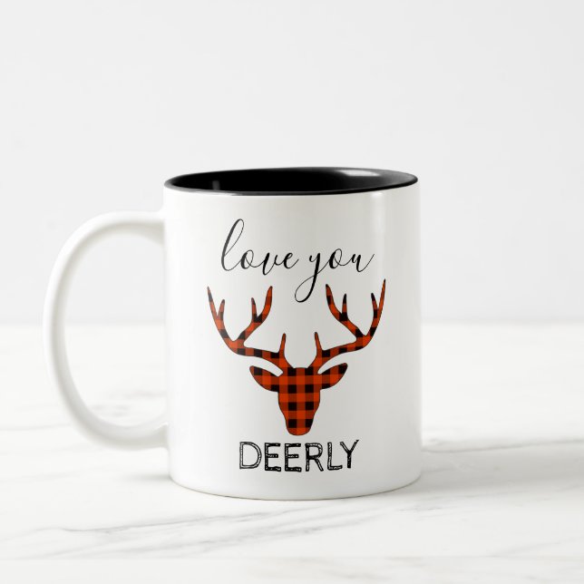 Rustic Cabin Kärlek Du Deerly Buffalo Play Två-Tonad Mugg (Vänster)