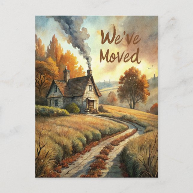 Rustic Cabin Land Home Ny adress Vi har flyttat Vykort (Framsida)