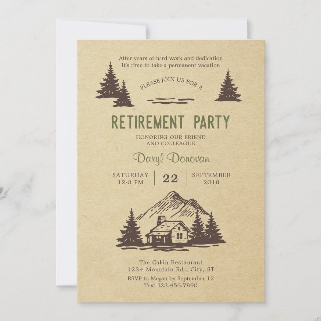 Rustic Cabin Pension Party-inbjudan Inbjudningar (Framsida)