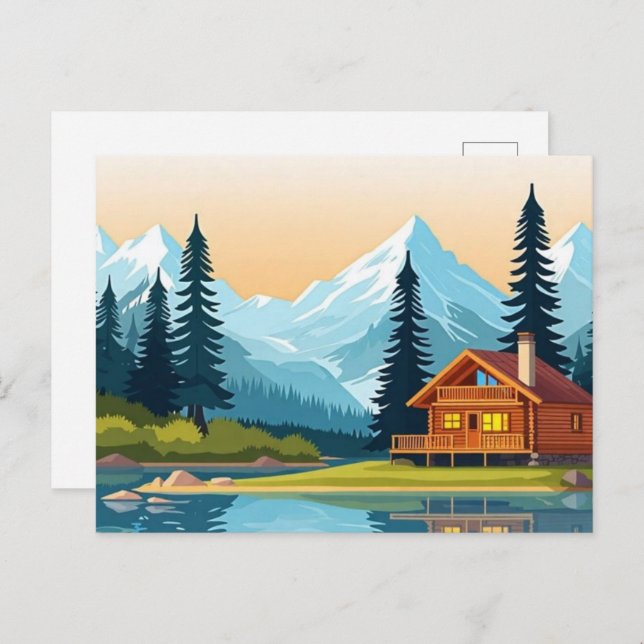 Rustic Cabin Postcard 🏕️ | Sceniska retreats 2025 Vykort (Fram/baksida)
