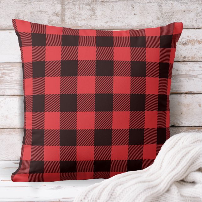 Rustic Cabin Red and Black Buffalo Play Kudde (Rustic Red and Black Buffalo Plaid Throw Pillow)