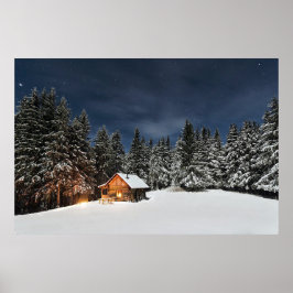 Rustic Cabin Snö Winter Poster