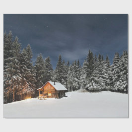Rustic Cabin Snö Winter Presentpapper