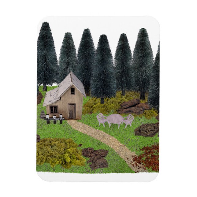 Rustic Cabin Vacation spot in Forest Magnet (Vertikal)