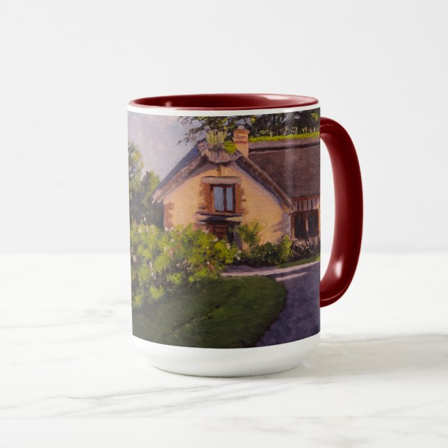 Rustic Cabin With Purples, Greens, Yellows Mug Mugg (Framsida höger)