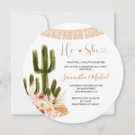 Rustic Cactus Blommigt Gender Reveal Inbjudningar