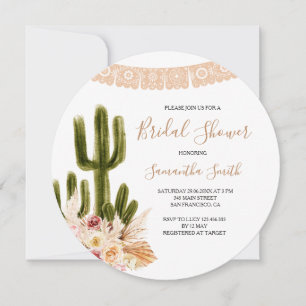 Rustic Cactus Blommigt Möhippa Inbjudningar