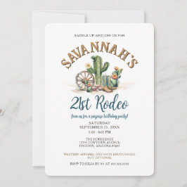 Rustic Cactus Cowgirl Rodeo Födelsedagsfest Inbjudningar