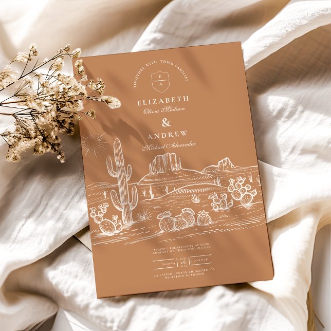 Rustic Cactus Desert liggande Bröllop Inbjudningar (Skapare uppladdad)