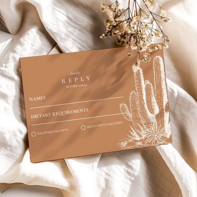 Rustic Cactus Desert liggande Bröllop OSA Kort (Skapare uppladdad)