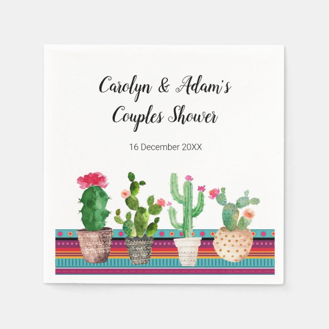 Rustic Cactus Par Shower Napkin Pappersservett (Framsidan)