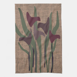 Rustic Calla Lily Plant Plant Blommigt Textured Kökshandduk
