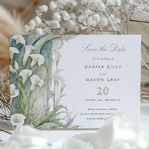 Rustic Calla Lily Spara datumet Bröllop Inbjudningar