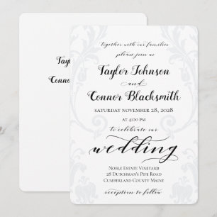 Rustic Calligraphy Acanthus Damask Wedding Inbjudningar