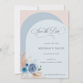 Rustic Calligraphy Boho Dusty Blue Pampas Spara Datumet