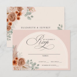 Rustic Calligraphy Boho Terracotta Pampas Bröllop OSA Kort