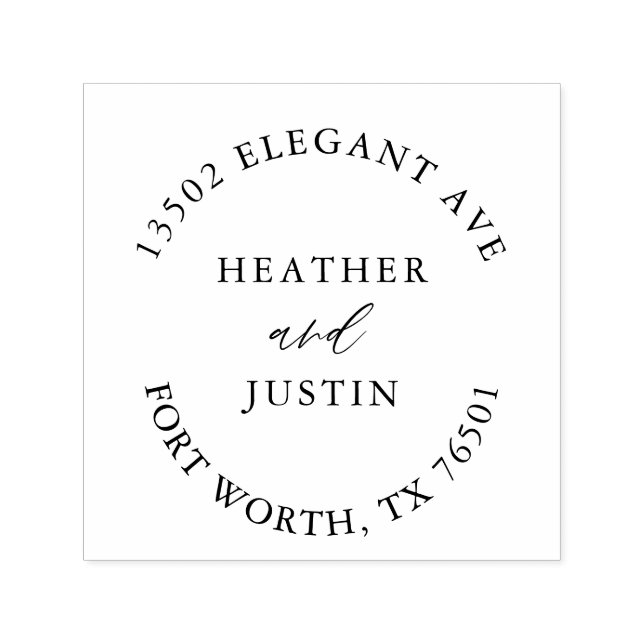 Rustic Calligraphy Bröllop Circular Adress Självfärgande Stämpel (Design)