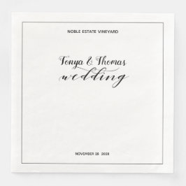 Rustic Calligraphy Bröllop Dinner Square Napkins Pappersservett