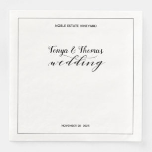 Rustic Calligraphy Bröllop Dinner Square Napkins Pappersservett