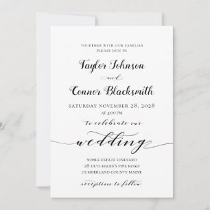 Rustic Calligraphy Bröllop Inbjudningar