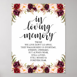 Rustic Calligraphy Bröllop Memorial Bord-tecken Poster