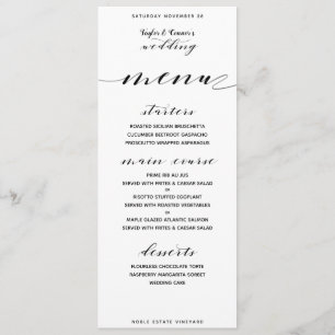 Rustic Calligraphy Bröllop Middag Meny