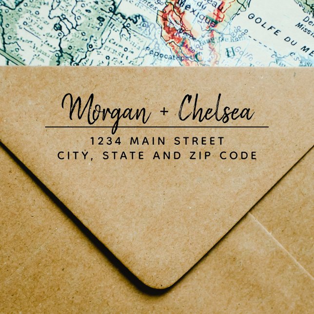 Rustic Calligraphy Bröllop Returadress Självfärgande Stämpel (Skapare uppladdad)