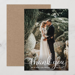Rustic Calligraphy Bröllop Tack Kraft Card Inbjudningar
