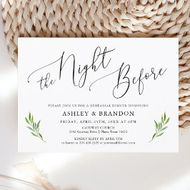 Rustic Calligraphy Greenery Rehearsal Dinner Inbjudningar