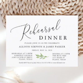 Rustic Calligraphy Greenery Rehearsal Dinner Inbjudningar