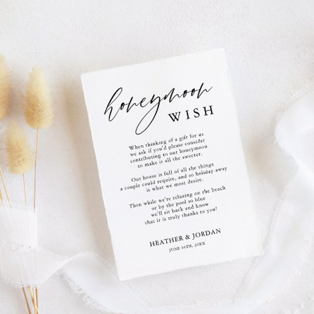 Rustic Calligraphy Honeymoon Wish Tilläggskort (Skapare uppladdad)