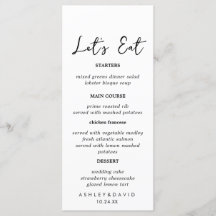 Rustic Calligraphy Låt oss Eat Bröllop Dinner Menu