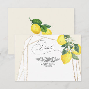 Rustic Calligraphy Lemon Citrus Summer Bröllop Tilläggskort