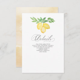 Rustic Calligraphy Lemon Citrus Summer Bröllop Tilläggskort