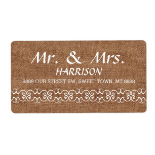 Rustic Calligraphy Ornate Burlap Bröllop Fraktsedel