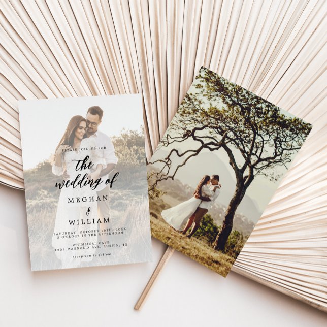 Rustic Calligraphy Photo Bröllop Inbjudningar (Skapare uppladdad)