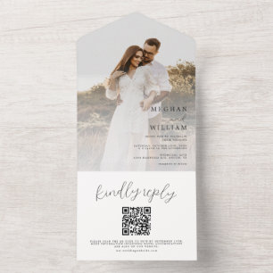 Rustic Calligraphy Photo Bröllop Qr-kod