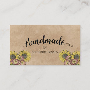 Rustic Calligraphy Solros Handmade Kraft Papper Visitkort