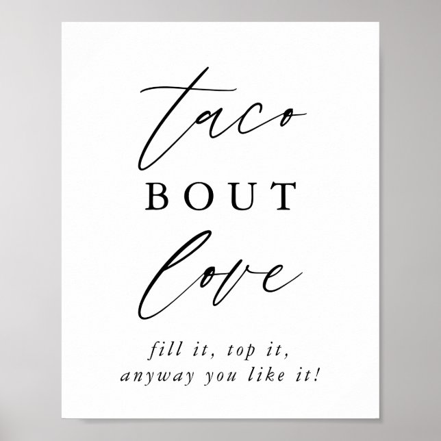 Rustic Calligraphy Taco Bout Kärlek Taco Pub-tecke Poster (Framsidan)