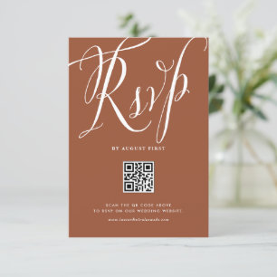 Rustic Calligraphy Terracotta QR Code Bröllop OSA Kort