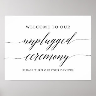 Rustic Calligraphy Unplugged Ceremony Bröllop Sign Poster