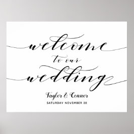 Rustic Calligraphy Välkommen till vårt Bröllop-tec Poster