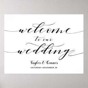 Rustic Calligraphy Välkommen till vårt Bröllop-tec Poster