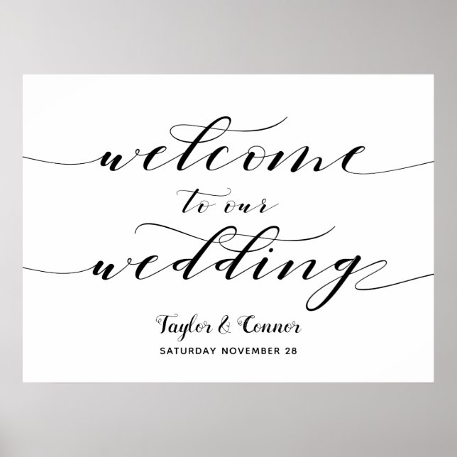 Rustic Calligraphy Välkommen till vårt Bröllop-tec Poster (Framsidan)