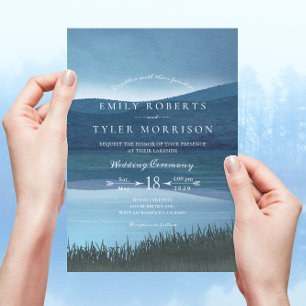 Rustic Calming Lakeside Bröllop Inbjudningar